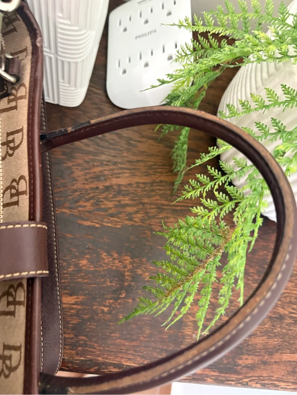 Dooney & Bourke Vintage Dark Brown Monogram Satchel Handbag